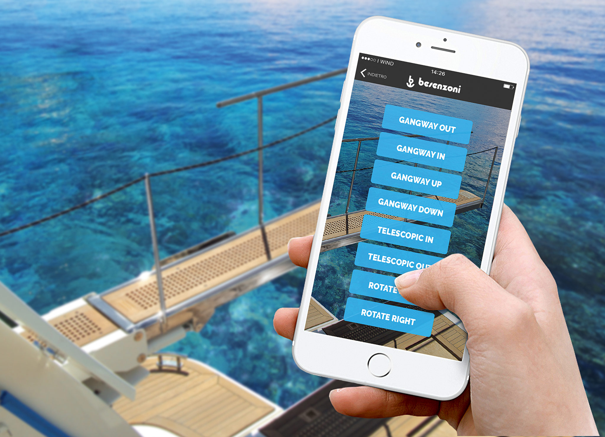 New app. Besenzoni Remote Control. Boat dating app.